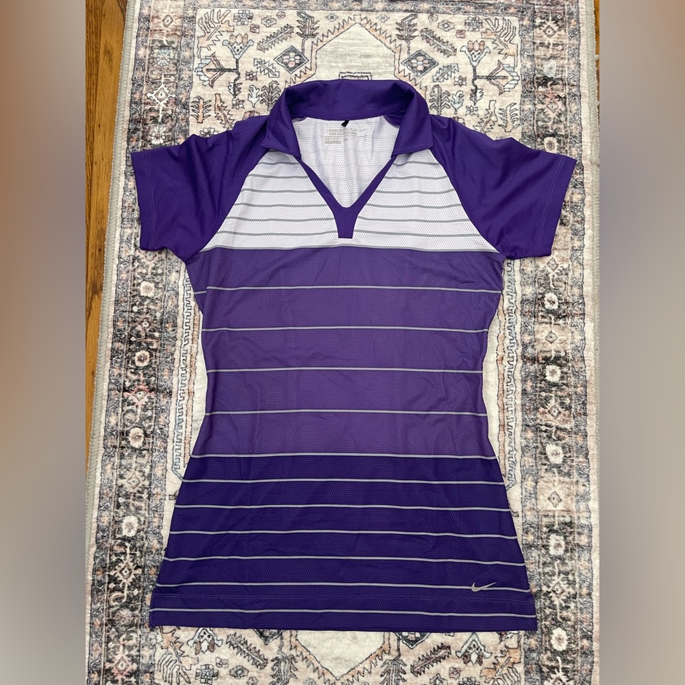 Nike Golf Purple and White Fitted Polo Shirt
